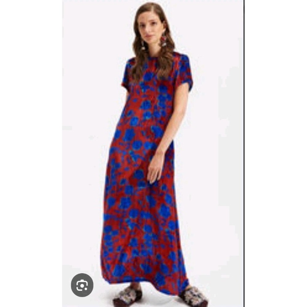 La Double J Swing Dress Velvet Silk Viscose Maxi Women's Small Floral
